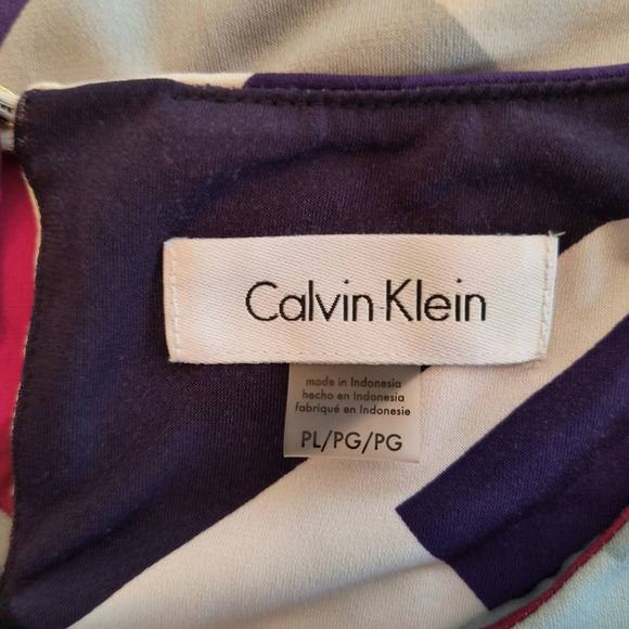 Calvin Klein Sleeveless Blouse Women's Size PL Multicolor Stretch Knit Top - Picture 2 of 15